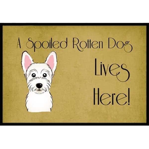 Carolines Treasures BB1474MAT Westie Spoiled Dog Lives Here Indoor & Outdoor Mat; 18 x 27 in.