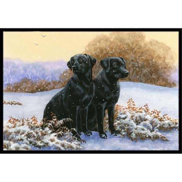 Black Labradors in the Snow Indoor or Outdoor Mat24 x 36