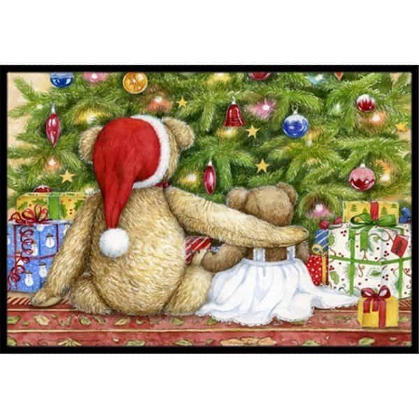 Christmas Teddy Bears with Tree Indoor or Outdoor Mat- 18 x 27