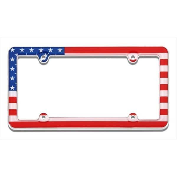 USA Flag License Plate Frame, Chrome