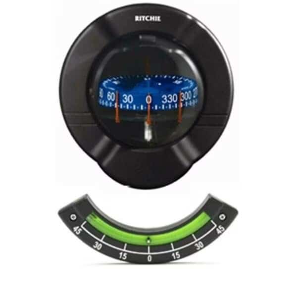 Ritchie Venture Bulkhead Mount Sail Boat Compass With Clinometer - Black