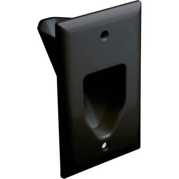 1-Gang Recessed Low Voltage Cable Plate Black