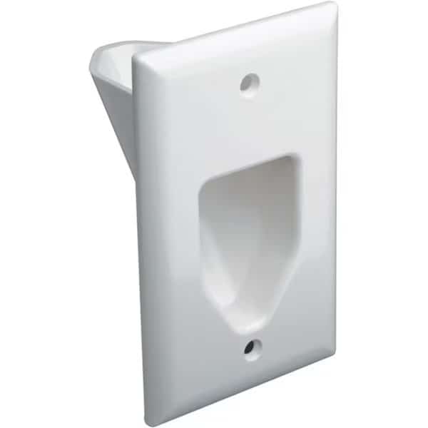 1-Gang Recessed Low Voltage Cable Plate - White