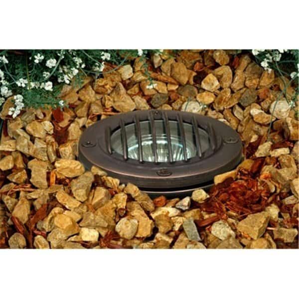 Solid Brass In-Ground Well Light with Grill, Weathered Brass