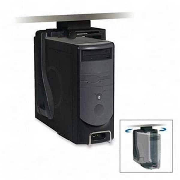 Under Desk Black Steel Cpu Holder with 360 Degree Swivel