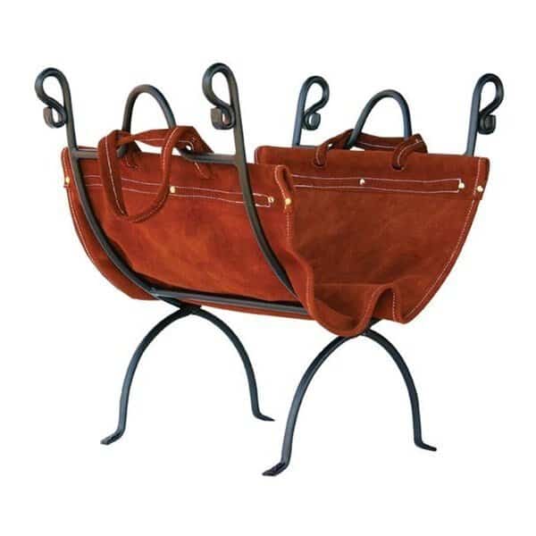 Olde World Iron Log Holder With Suede Leather Carrier, Blueprints, Mfr#: BL59899