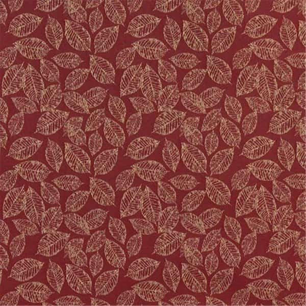 54 in. Wide Red, Floral Leaf Jacquard Woven Upholstery Fabric