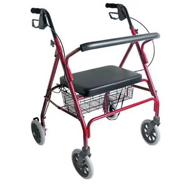Duro-Med 501-1032-0700 Extra-Wide Heavy-Duty Steel Bariatric Rollator - Burgundy