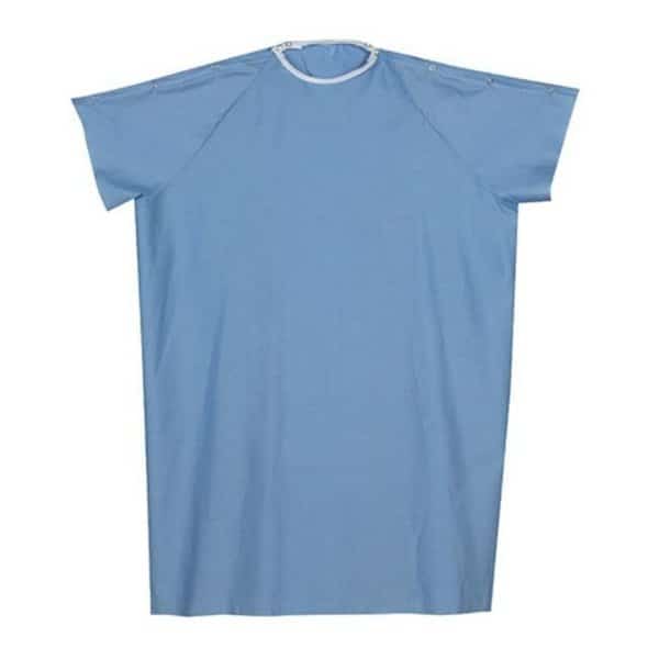 Mabis 532-8030-0139 Convalescent Gown with Snaps - Blue