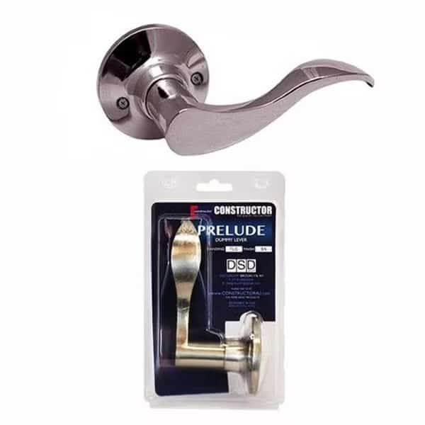 Constructor Prelude Dummy Right Lever Door Lock with Knob Handle Lockset; Satin Nickel