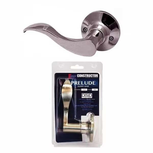 Constructor Prelude Dummy Left Lever Door Lock with Knob Handle Lockset; Satin Nickel