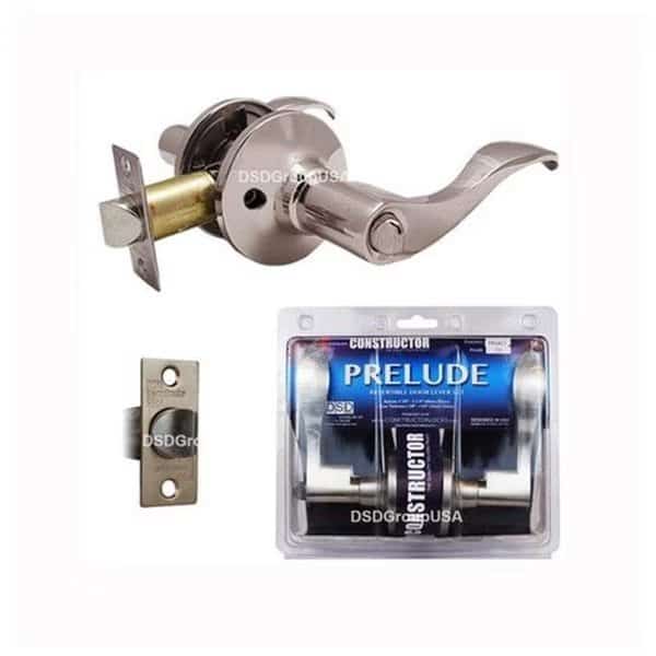Constructor Prelude Privacy Lever Door Lock with Knob Handle Lockset; Satin Nickel Finish