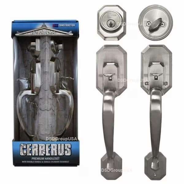 Constructor Cerberus Entry Handle Set Door Lock; Satin Nickel