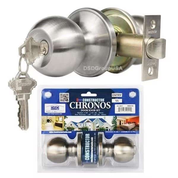 Constructor 3 x 7.5 x 4.5 in. Chronos Entry Door Lever Lock Set Knob Handle Set; Stainless Steel