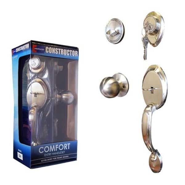 Comfort Entry Lock Set with Door Lever Handle Satin Nickel