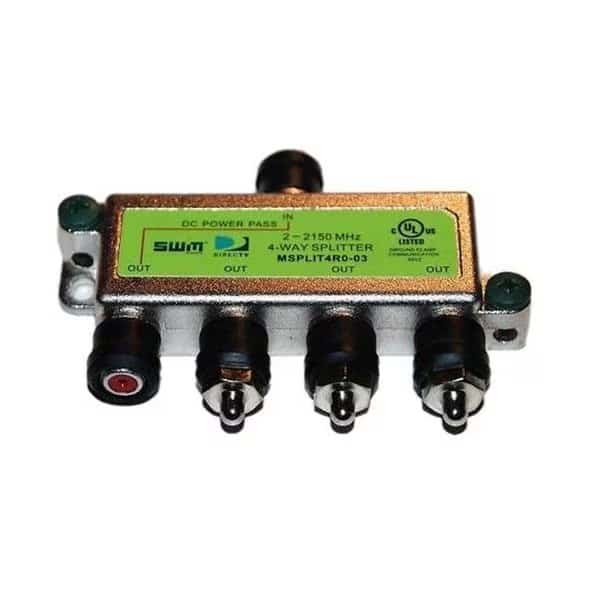 Directv SPLIT4MRV Directv- Mrv Swm 4 Way Splitter 2-2150 Mhz 1 Port Power Passing Weather Se- Split4Mrv