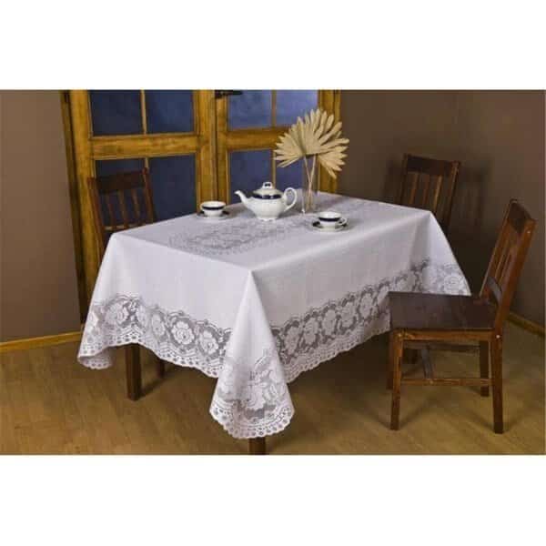 52 x 76 in. European Lace Table Cloth, White