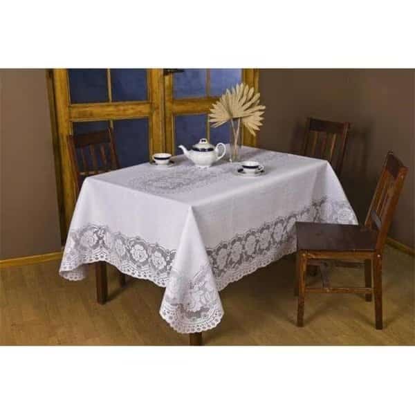 Tapestry Trading 652W68100 60 x 100 in. European Lace Table Cloth; White