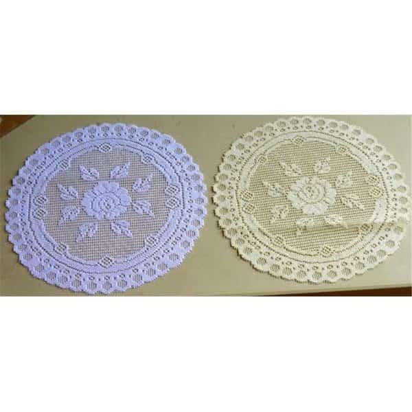 16 in. European Lace Doily, Ivory