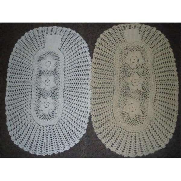 Tapestry Trading NL-021472 14 x 72 in. Handmade Indian Crochet Table Runner; Ivory And White