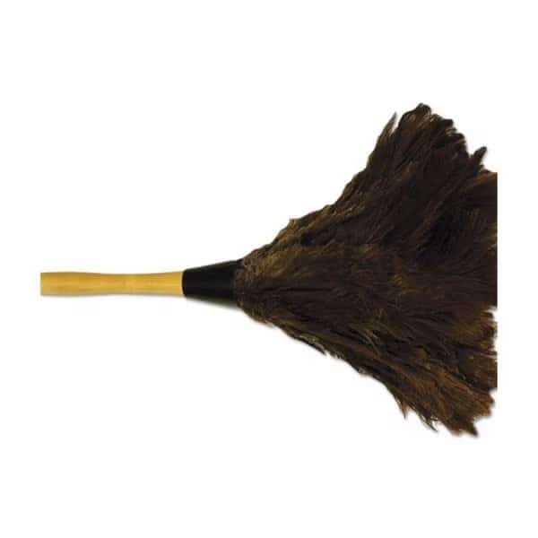 BWK Professional Ostrich Feather Duster with Wood Handle; Brown - 14 in.
