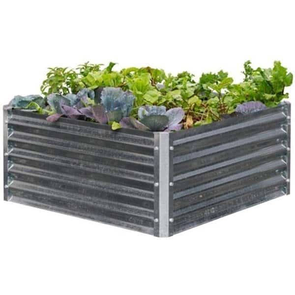 EarthMark MGB-H043 Alto Series 40 x 40 x 17 in. Square Galvanized Metal Raised Garden Bed