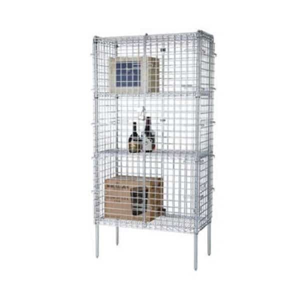 FocusFoodService FSEC246063 24 in. W x 60 in. L x 63 in. H Security Cage - Chrome