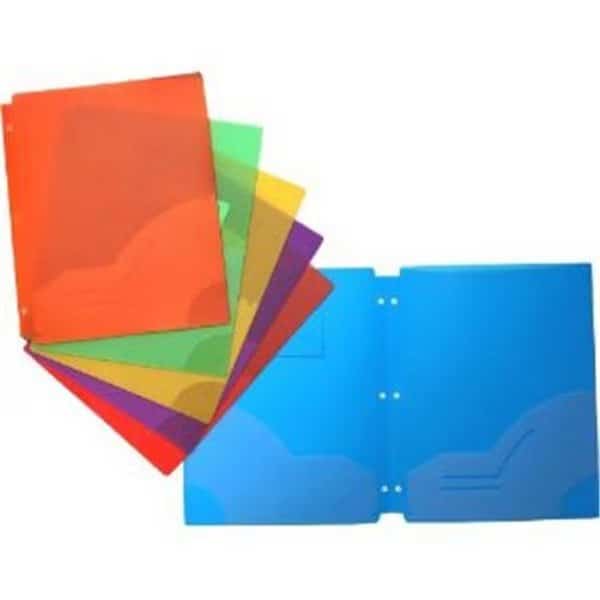Filexec Two Pocket Folder; 3-Hole Punched; Assorted Colors; Pack 12