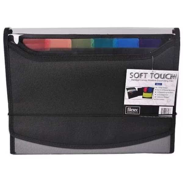 Filexec Soft Touch Padded Canvas Window Expanding File; 13 Pockets; Black