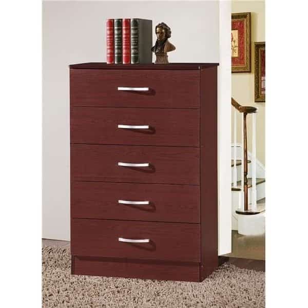 Hodedah Hi5Dr Mahogany 5 Drawer Chest