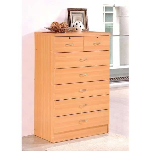 Hodedah Hi70Dr Beech 7 Drawer Jumbo Chest