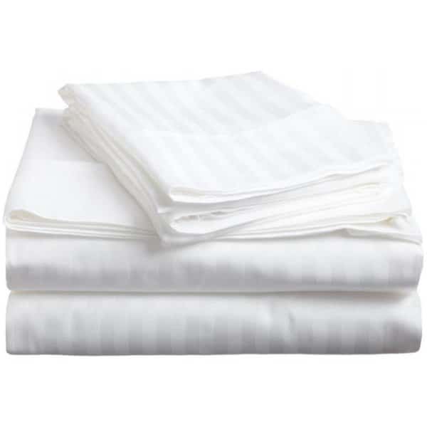 400 Thread Count Egyptian Cotton Twin XL Sheet Set Stripe  White