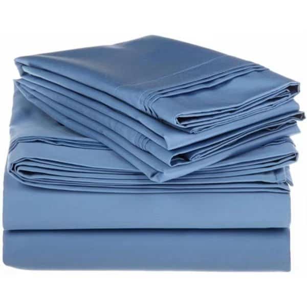 Egyptian Cotton 1000 Thread Count Solid Sheet Set  King-Medium Blue