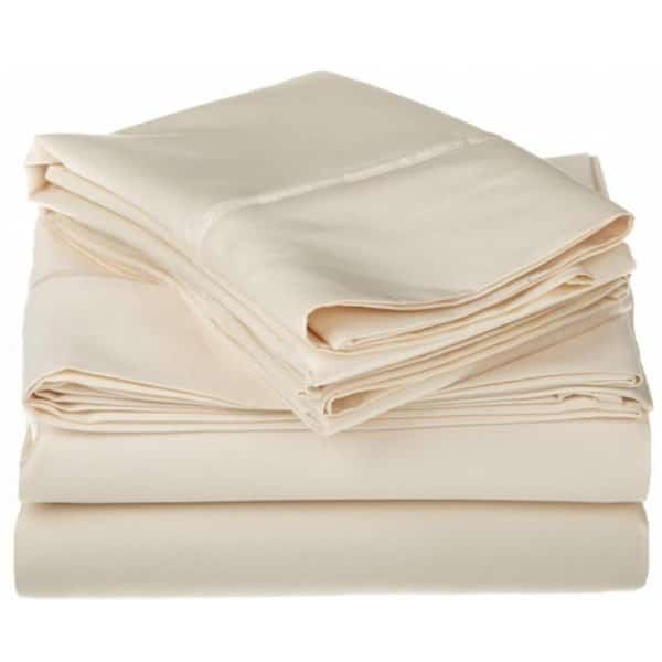 Egyptian Cotton 1500 Thread Count Solid Sheet Set  California King-Ivory