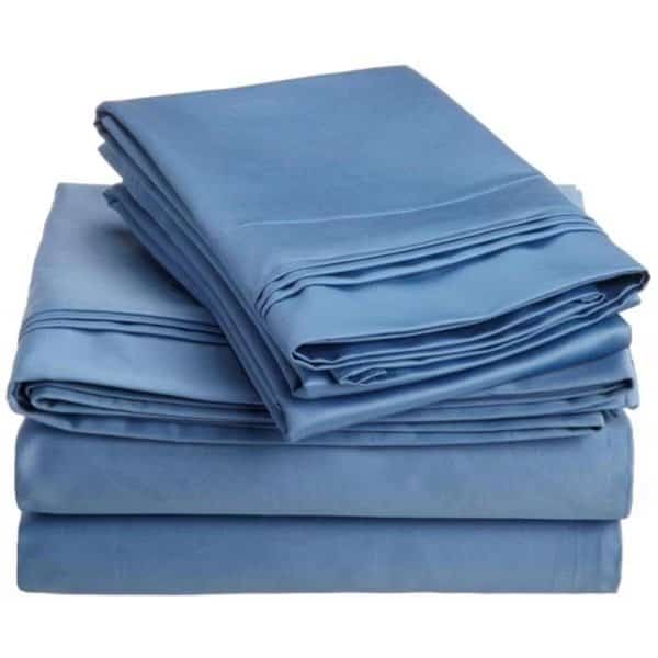 Egyptian Cotton 1500 Thread Count Solid Sheet Set  King-Medium Blue