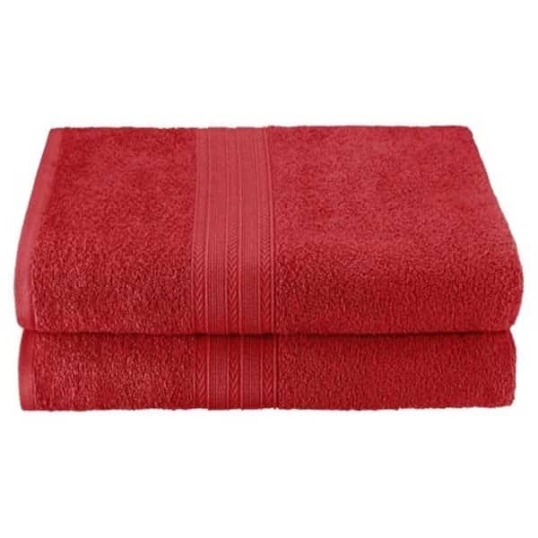 Superior EF-BSHEET CB Eco-Friendly 100 Percent Ringspun Cotton Bath Sheet Towel Set - Cranberry; 2 Pieces