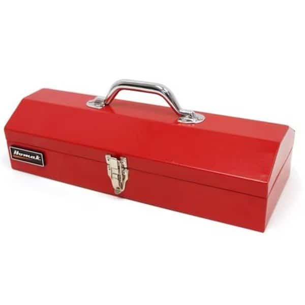 16 Inch Red Metal Toolbox Low Profile