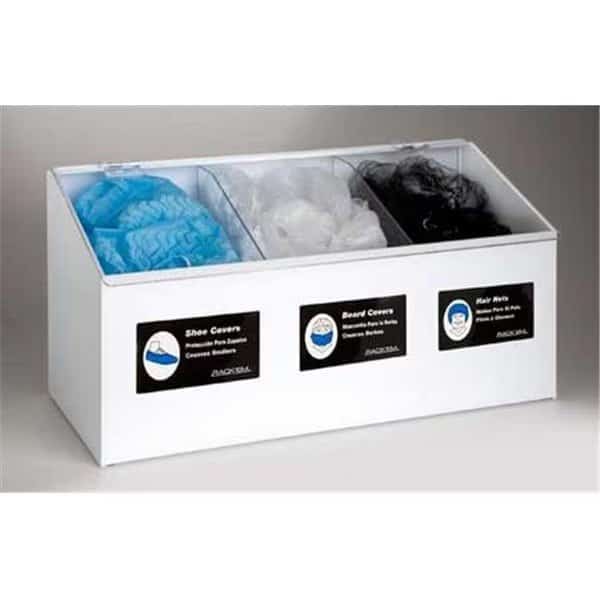 RackEm Racks 5123 3-Compartment Dispenser Hair Net-Beard Cover-Shoe Cover