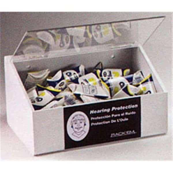 RackEm Racks 5136-W 60-Pair Foam Ear Plug Dispenser with Lid - White Heavy- Duty Plastic