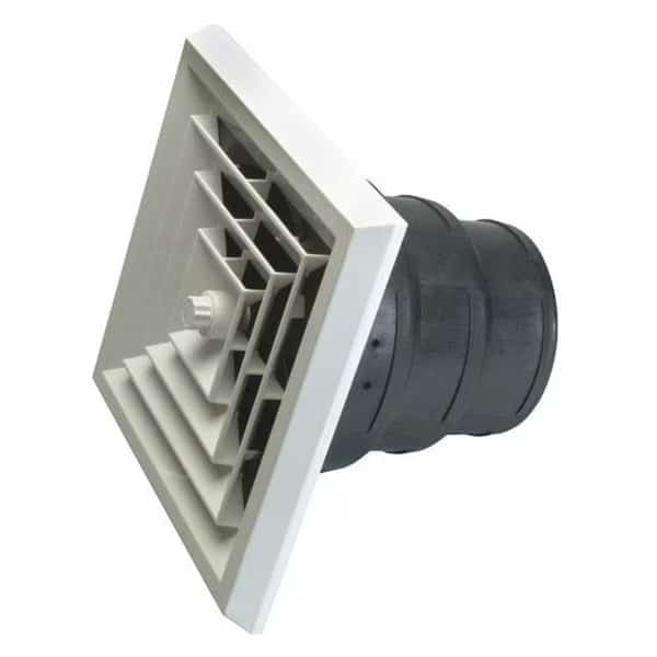 Havaco Quick Connect HT-GRB-S1 White Square Ceiling Diffuser and 8-7-6 in. Reducing Boot