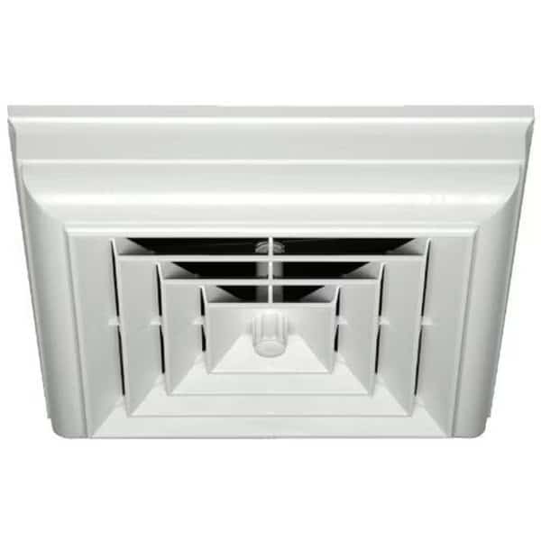 Havaco Quick Connect HT-CCGRB-S1D White Square Capital Crown Ceiling Diffuser 8-7-6 in. Boot & Rotary Damper