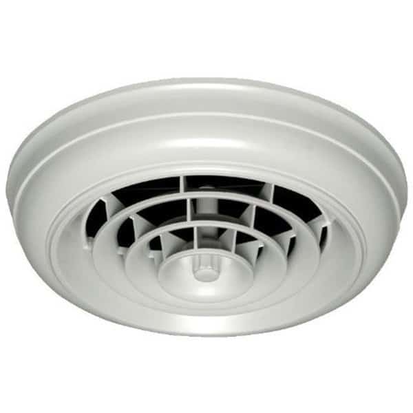 Havaco Quick Connect HT-CCGRB-R1D White Round Capital Crown Ceiling Diffuser 8-7-6 in. Boot & Rotary Damper