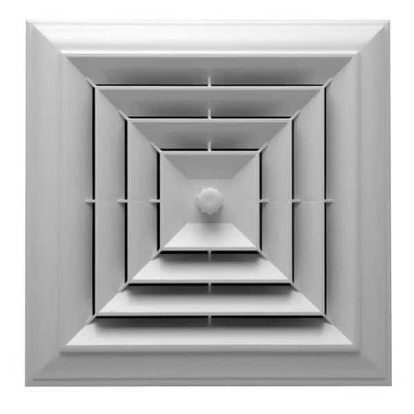Havaco Quick Connect HT-CCGRB-S1 White Square Capital Crown Ceiling Diffuser with 8-7-6 in. Reducing Boot