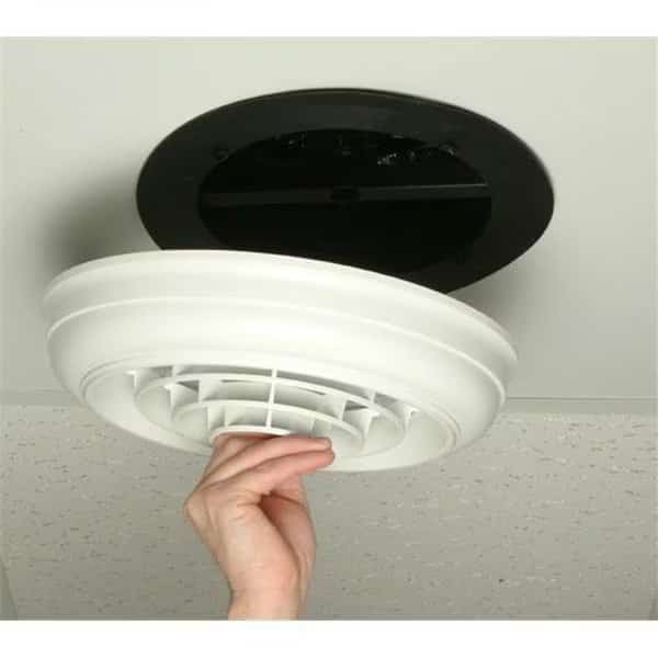 Havaco Quick Connect HT-CCGB-R1BD White Round Capital Crown Ceiling Diffuser 8 in. Boot & Butterfly Damper