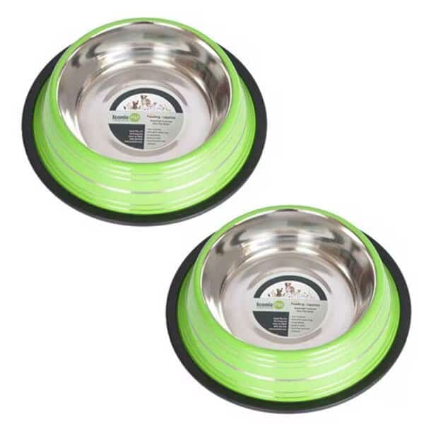 32 oz. Color Splash Stripe Non-Skid Pet Bowl - Green