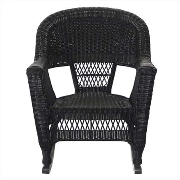 W00207R-D-2-RCES 3 Piece Black Rocker Wicker Chair Set