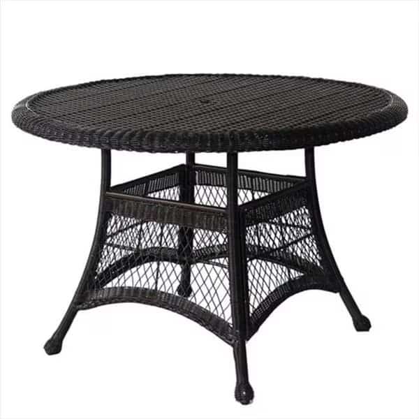 Black Wicker 44 In. Round Dining Table