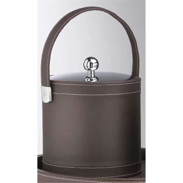 Stitched Brown 3 Quart Stitched Ice Bucket with Stitched Handle