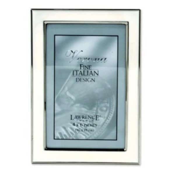 Lawrence Frames 586146 Lawrence Frames Silver Plated 4x6 Metal with White Enamel Picture Frame