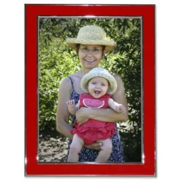 Silver Plated 8x10 Metal with Red Enamel Picture Frame